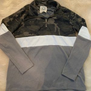 Camo & Fleece 3/4 Zip Up Pullover